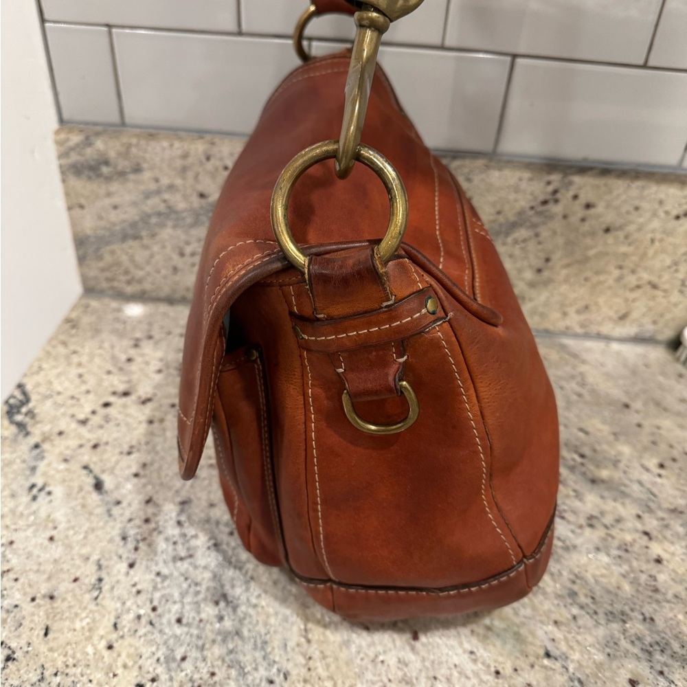COACH Legacy Turnlock Shoulder Bag Leather Whiskey Brown 65th F/S Used - Picture 4 of 8